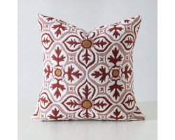 Casalora Kussenhoes - 1 Stuk Chenille Jacquard Blauw Decoratief Kussensloop - 45x45 cm - Stijl Geometrisch Bloemenpatroon, Zonder Kusseninzet -Roze