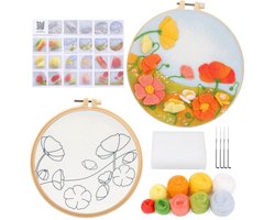 Casalora Punch Needle - Leef als een zomerbloem - Naaldvilten DIY Kit voor Volwassenen - Borduurpakket - Wol Schilderij Maakset met Vilten Wol, Viltnaalden, Viltmat, Borduurraam en Handleiding – Creatieve Hobbyset voor Wanddecoratie