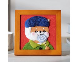 Casalora Punch Needle - Van Goghs zelfportret - Naaldvilten DIY Kit voor Volwassenen - Borduurpakket - Wol Schilderij Maakset met Vilten Wol, Viltnaalden, Viltmat, Borduurraam en Handleiding – Creatieve Hobbyset voor Wanddecoratie