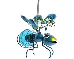 Casalora® Solar Bijen Lantaarn Buiten – LED Solar Tuinlamp Hangend met Libelle Design – Waterdichte Decoratieve Verlichting voor Tuin, Terras en Balkon – Blauw