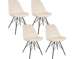 Casamoda Eetkamerstoelen - Stoelen set van 4 Eetkamer - Teddy Stoel - Stof - Beige