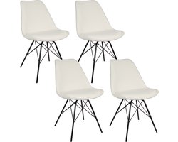 Casamoda Eetkamerstoelen - Stoelen set van 4 Eetkamer - Teddy Stoel - Stof - Off White