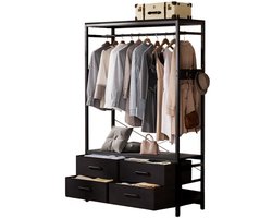 Casamoda Kledingkast - 100 x 40 x180 cm - Opbergkast - 4 lades van 36L, 4 haken en 1 ophangstang - Draagkracht 150 kg - Garderobekast - Ruimtebesparende Kleerkast - Kapstok - Zwart