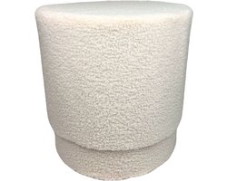 Casamoda Teddy Poef - Ø 42 cm - Poef Rond - Stof - Off White