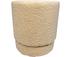 Casamoda Teddy Poef - Ø42 cm - Poef Rond - Stof - Beige
