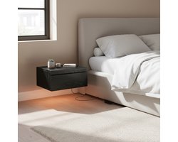 Casamoda Zwevend Nachtkastje Set van 2 - H18 x B40 x D35 cm - Verlichting RGB - Verstelbare LED-verlichting - Draagkracht 20 kg - Modern Nachtkastje met Lade - Zwart