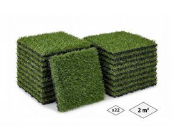 Casanoov Set van 22 klikbare kunstgras tegels voor terras KORA 30x30 cm