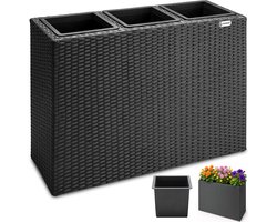 Casaria 3-Delige Plantenbak - Polyrotan met Binnenpot 83x30,5x60cm - Zwart