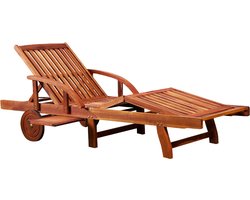 Casaria Acaciahout Ligbed – met Wielen & Verstelbare Tafel – Bruin