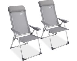 Casaria - Aluminium Tuinstoel 2 Stuks - 7-voudig Verstelbaar - Grijs