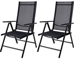 Casaria - Aluminium Tuinstoel – Verstelbaar – 2 Stuks - Antraciet