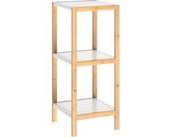 Casaria Badkamermeubel - Bamboe - 3 planken - 80 x 34 x 33cm - Wit