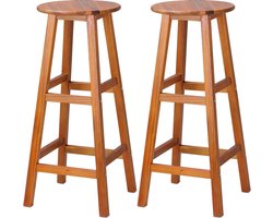 Casaria Barkruk - Set van 2 Acacia 35x35x75cm Max 150kg - Bruin