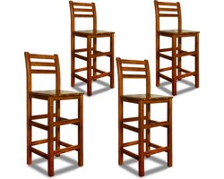 Casaria Barkruk - Set van 4 Acaciahout 40 x 35,5 x 110 cm – Bruin
