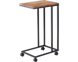 Casaria Bijzettafel op Wieltjes - 50x35x70 cm – Hout Metaal Zwart