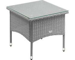 CASARIA Bijzettafel - Polyrattan Buiten Koffietafel 50x50x45cm - Grijs