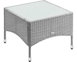 CASARIA Bijzettafel - Polyrattan Buiten Koffietafel 58x58x42cm - Grijs