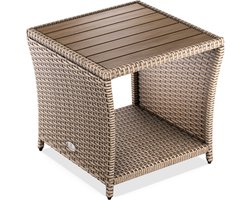 Casaria Bijzettafel - Polyrattan Vierkant 45x45x40cm - Creme