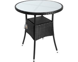 Casaria Bijzettafel - Rond 60cm Weerbestendig Polyrattan - Zwart
