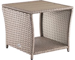 Casaria Bijzettafel - WPC Tafelblad Polyrotan 45x45x40cm – Beige