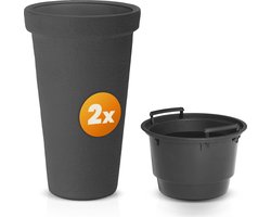 Casaria Bloempot - Set van 2 40x63cm 42l Vorstbestendig - Antraciet