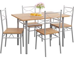 Casaria Eettafel Set 5 delige -Eettafel + 4 stoelen - Beuken