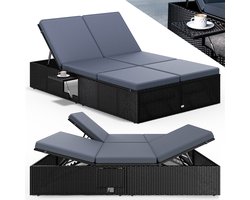 Casaria Ligbed - Tweepersoons Verstelbaar 200x115 - Zwart Antraciet