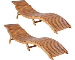 Casaria Ligstoel 2 Stuks - FSC®-Gecertificeerd Acaciahout – Bruin