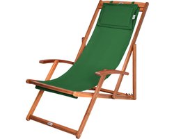 Casaria Ligstoel Acaciahout – Opvouwbaar tot 160kg – Groen