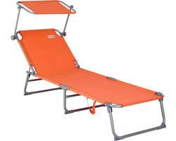 Casaria Ligstoel Hawai - 4-voudig Verstelbaar UV-Bestendig – Oranje