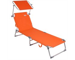 Casaria Ligstoel Ibiza – met Zonnedak - 190x59x29 cm – Oranje