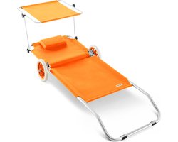 Casaria Ligstoel Kreta – Aluminium op Wielen UV-bestendig – Oranje