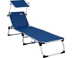 Casaria Ligstoel Malta Comfort – met Zonnedak 210 cm – Blauw