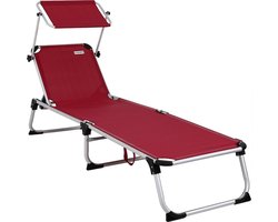 Casaria Ligstoel Malta Comfort – met Zonnedak 210 cm – Rood