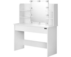 Casaria Lucia Make-up tafel - Spiegel en Verlichting 140x110x40cm - Wit