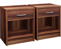Casaria Nachtkastje 2 Stuks– 50x40x35cm Lade Handgreep – Bruin