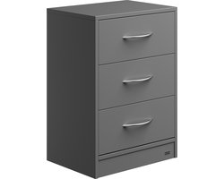 Casaria Nachtkastje Eloise – 3 Laden 54x39x28cm – Antraciet