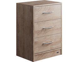 Casaria Nachtkastje Eloise – 3 Laden 54x39x28cm – Eiken