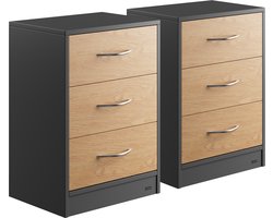 Casaria Nachtkastje Eloise Set van 2 – 3 Lades 54x39x28cm – Hout/Grijs