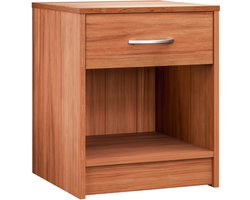 CASARIA Nachtkastje met Lade – 50x40x35cm Extra Opbergvak - Kersenhout