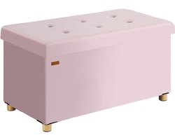 Casaria Opbergbank - Opbergruimte 76x38x42cm Opvouwbaar Fluweel - Roze