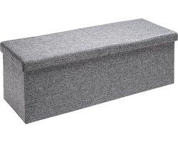 Casaria Opbergbank - Opvouwbaar 115x40x40cm 131L Linnen Look – Donkergrijs