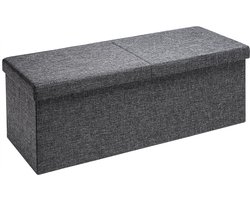 Casaria Opbergbank - Opvouwbaar 80x40x40cm 100L Linnen Look – Donkergrijs