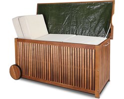Casaria Opbergbox - Acacia Wielen Handgreep 120x55x60cm 350l - Bruin