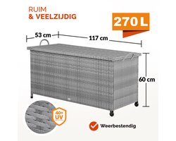Casaria Opbergkist – Weerbestendig 122x56x61cm 420L - Grijs
