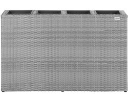 Casaria Plantenbak Polyrattan 95x27x60cm met Waterafvoer - Grijs