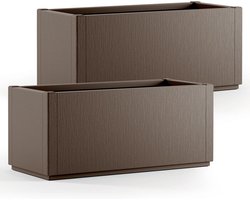 Casaria Plantenbak Set van 2 - Vorstbestendig 80l 80x36x35cm - Bruin