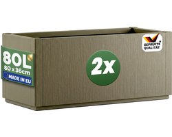 Casaria Plantenbak Set van 2 - Vorstbestendig 80l 80x36x35cm - Groen