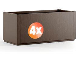 Casaria Plantenbak Set van 4 - Vorstbestendig 80l 80x36x35cm - Bruin