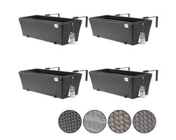 Casaria Polyrattan Balkon Plantenbak - 4 Stuks a 11 Liter – Beige